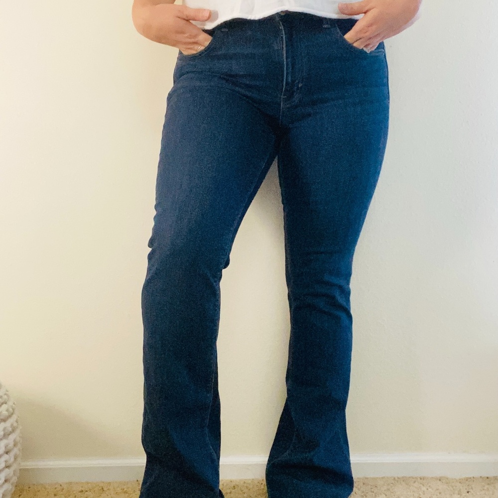 Dark Wash High Rise Flare Jeans